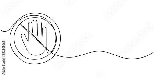 Single one line drawing do not stop road sign. Traffic signs Concept. Continuous line draw design graphic vector illustration.