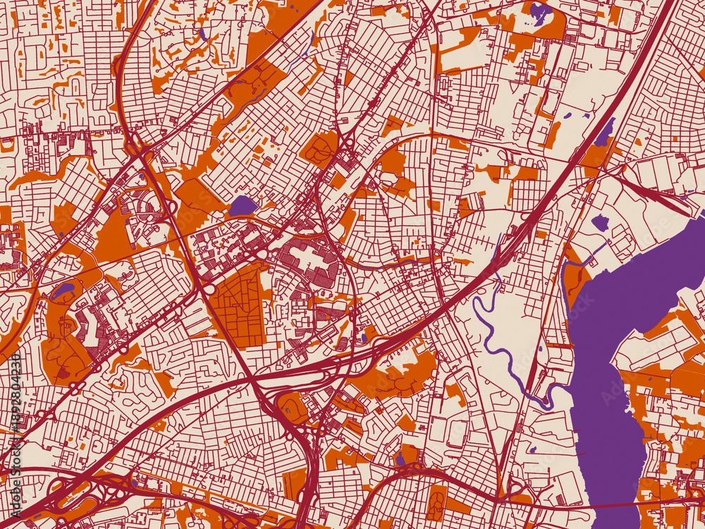 Obraz premium Graphic city map artwork of Woodbridge, New Jersey