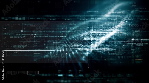 Futuristic screen display matrix, hi-tech digital data telemetry with encrypted numbers, display dynamic background for computer desktop screen display format