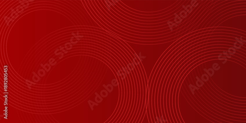 Abstract red background with glowing curve lines. Modern shiny red gradient geometric circle lines pattern. Futuristic concept. Suit for banner, brochure, poster, presentation, cover, website