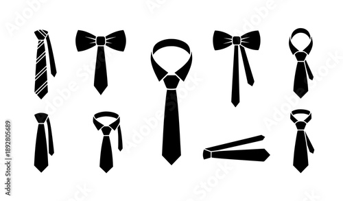 Formal tie icon silhouettes vector minimalist design set