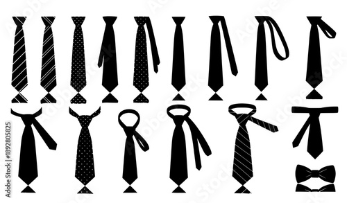 Fashion tie silhouette vector collection black necktie designs
