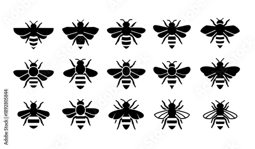 Minimal bee silhouette icons vector for logo design