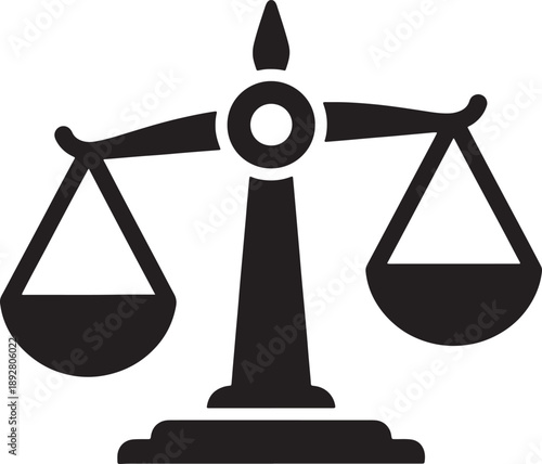 Black silhouette of balance scales icon symbol