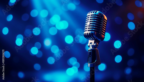 retro microphone on stage