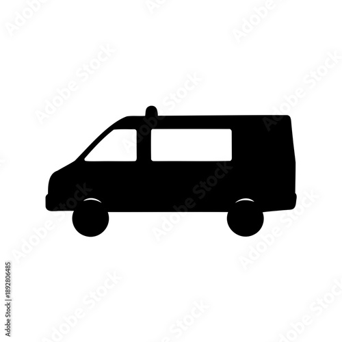 Stylized Silhouette of a Medical Emergency Vehicle with Lights on Top