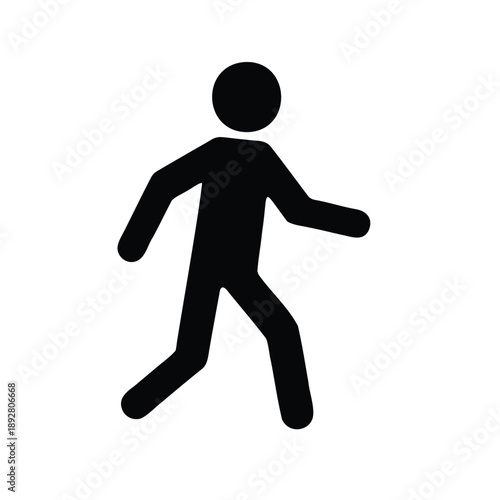 Simple and recognizable icon of a person walking in forward motion