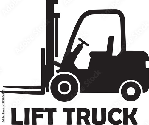 Forklift truck silhouette with text