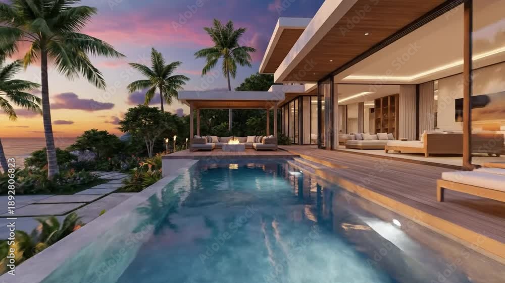 custom made wallpaper toronto digitalLuxurious modern villa with pool at sunset