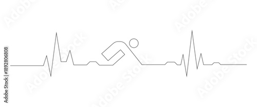 Vector modern digital ecg heart beat line icon symbol heart beat abstract vector png..