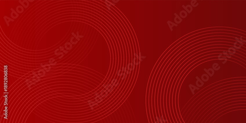 Abstract red background with glowing curve lines. Modern shiny red gradient geometric circle lines pattern. Futuristic concept. Suit for banner, brochure, poster, presentation, cover, website