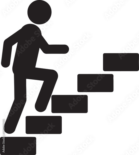 person climbing up steps