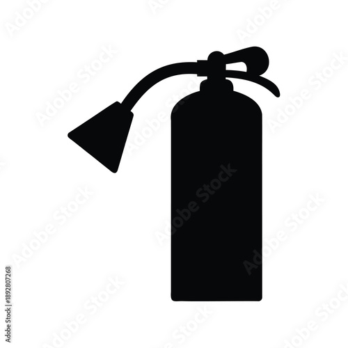 Simple and Clean Black Fire Extinguisher Silhouette on a White Background