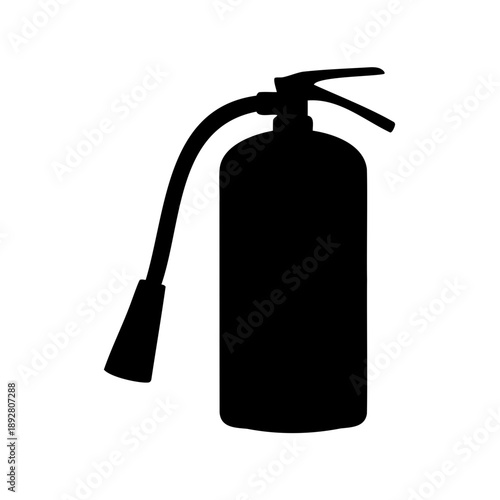 Detailed minimalist black silhouette of a standard fire extinguisher appliance