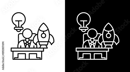 Startup Owner White Icon Set Design