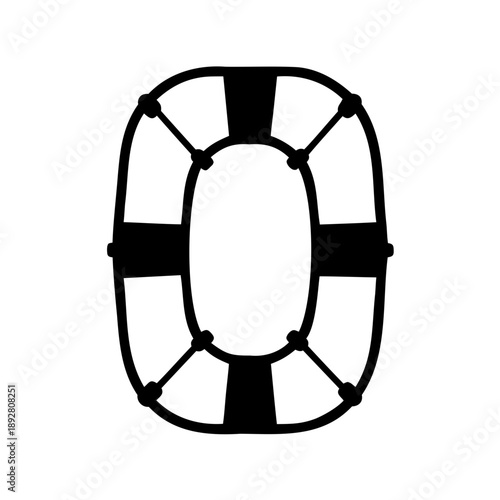 Simple black and white life preserver illustration to save lives at sea