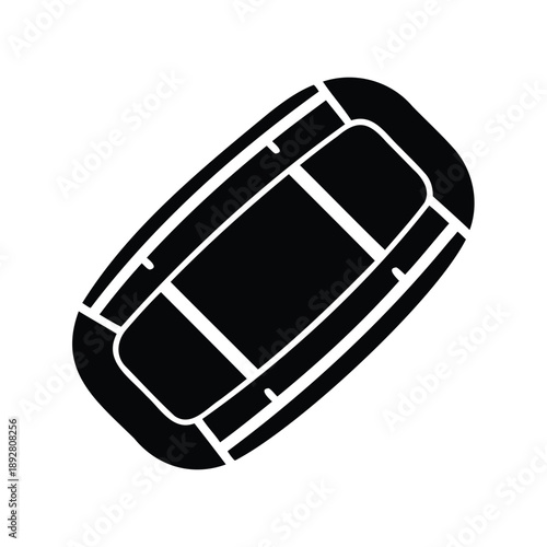 Black and White Vector Illustration of an Inflatable River Raft Boat