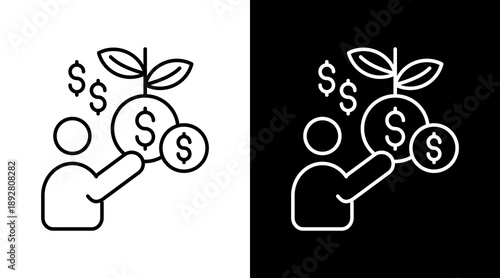 Seed Funding White Icon Set Design