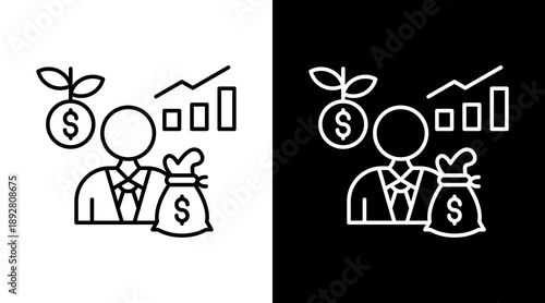 Investor White Icon Set Design