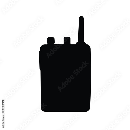 Black silhouette of a two way radio communication device, isolated