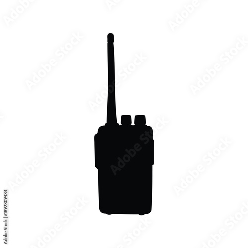 Silhouette of a WalkieTalkie Communication Device with an Antenna and Two Knobs