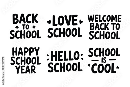 A colorful illustration of back to school phrases on a white background