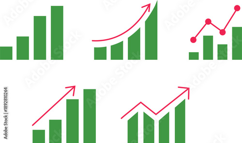 Business Growth Chart trading high profit graph  Icons Set  Analytics  Finance Vector Illustration