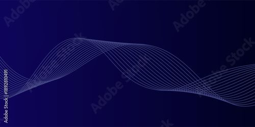 Abstract glowing wave lines on dark blue background. Dynamic wave pattern. Modern flowing wavy lines. Futuristic technology concept. Suit for banner, poster, cover, brochure, flyer, website