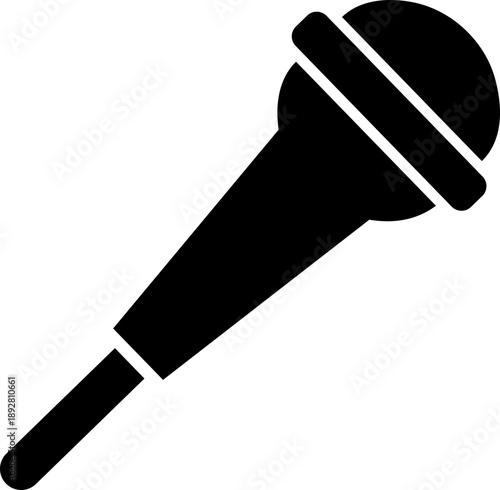 Microphone Audio Equipment Black Flat Style Vector Icon Sound Recording Symbol and Music Podcast Outline Graphic Group Featuring Mic, Headset and Earphone