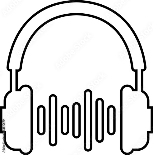 Microphone Audio Equipment Black Line Style Vector Icon Sound Recording Symbol and Music Podcast Outline Graphic Group Featuring Mic, Headset and Earphone