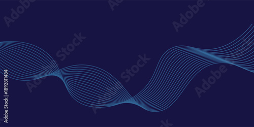 Vector abstract blue background with dynamic blue waves, lines and particles.