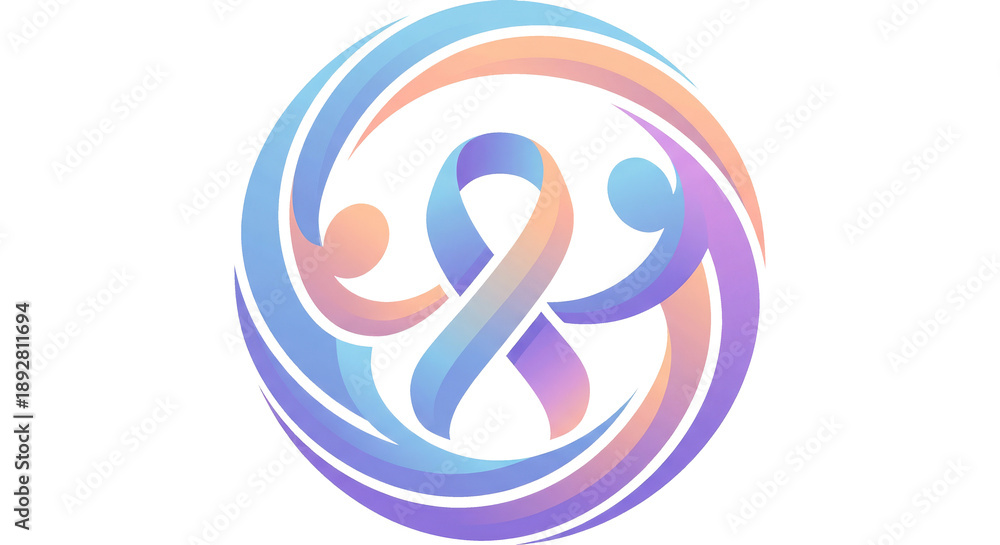 Fototapeta premium Colorful Awareness Ribbon Circle for World Cancer Day on White Background