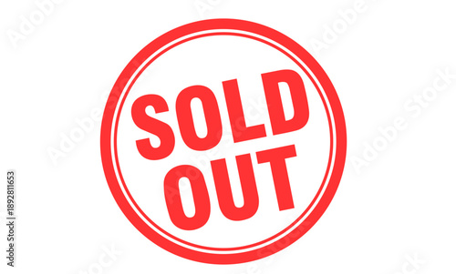 Sold Out Round red Stamp Icon. Circular "SOLD OUT" badge or label design isolated on white background