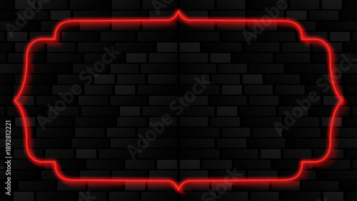 Red neon boarder for website banner and has space for writing, Red Neon lines digital background, Red Neon social media banner, Red Neon boarder website banner