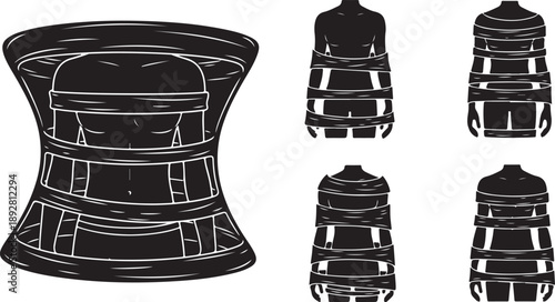 Black and white illustration of a top hat designs