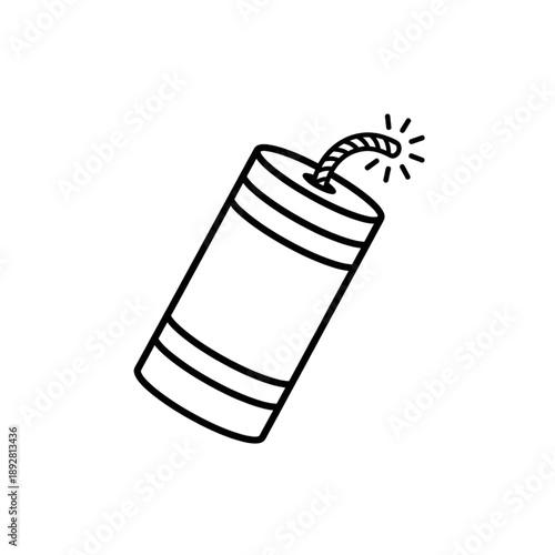 Dynamite Bomb Fuse Lit Silhouette Vector Icon