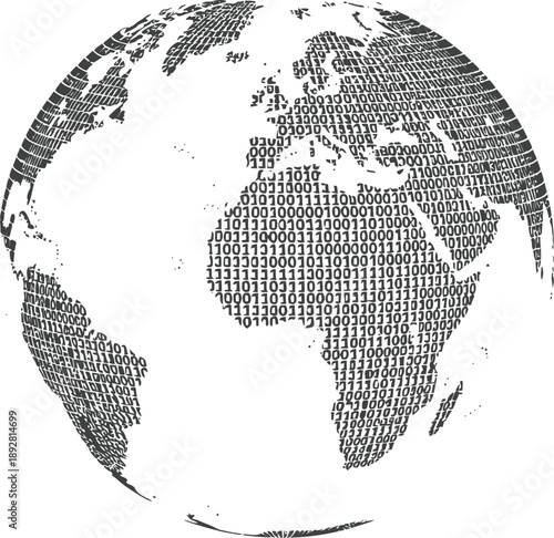 A textured grainy depiction of planet earth showcasing africa and europe in detail