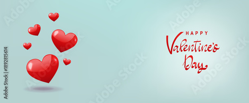 Valentines Day Poster With Pink Hearts