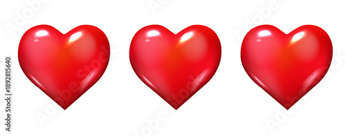 Red Hearts Isolated White Background
