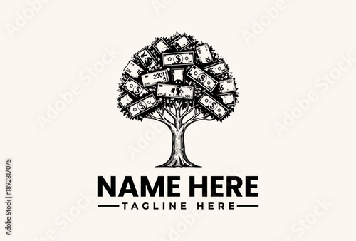 A stylized tree with icons for leaves and a placeholder text for a logo or brand name in a simple, illustrative style against a clean background.