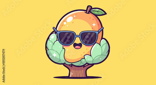 Cool Mango Character with Sunglasses on a Tree