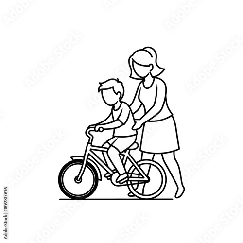 Family enjoying a bike ride together