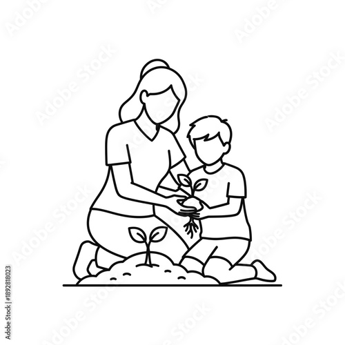 Mother and child playing with blocks