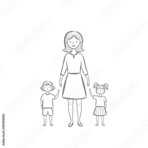 Family portrait with parents and children