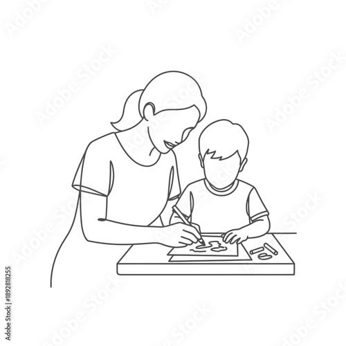 Parent assisting child with schoolwork