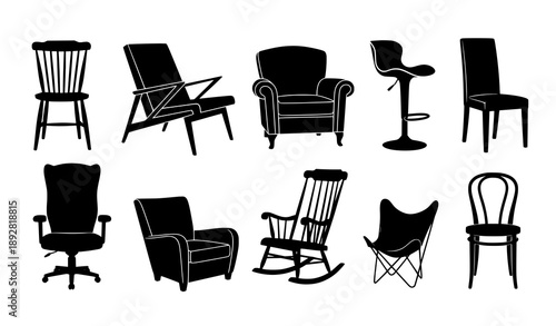 Chair silhouettes vector collection modern and vintage furniture