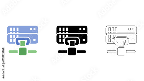 connected server icon representing networked servers and data connectivity