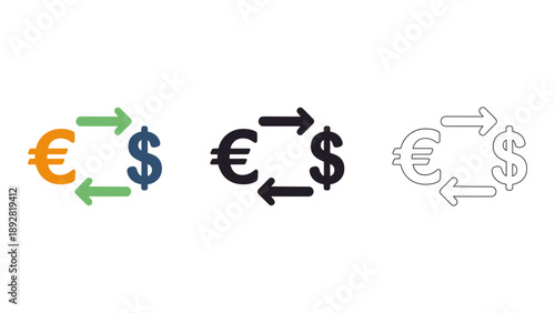 symbol representing currency exchange between euro and dollar