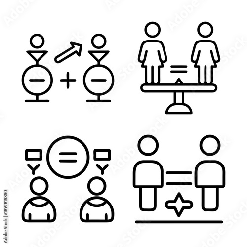 Conceptual Illustration of Equality, Diversity and Inclusion with Various Symbolic Representations