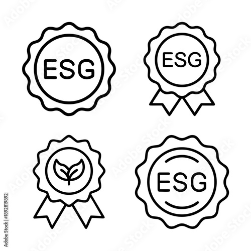 ESG icons representing environmental, social and governance responsibility and sustainability measures